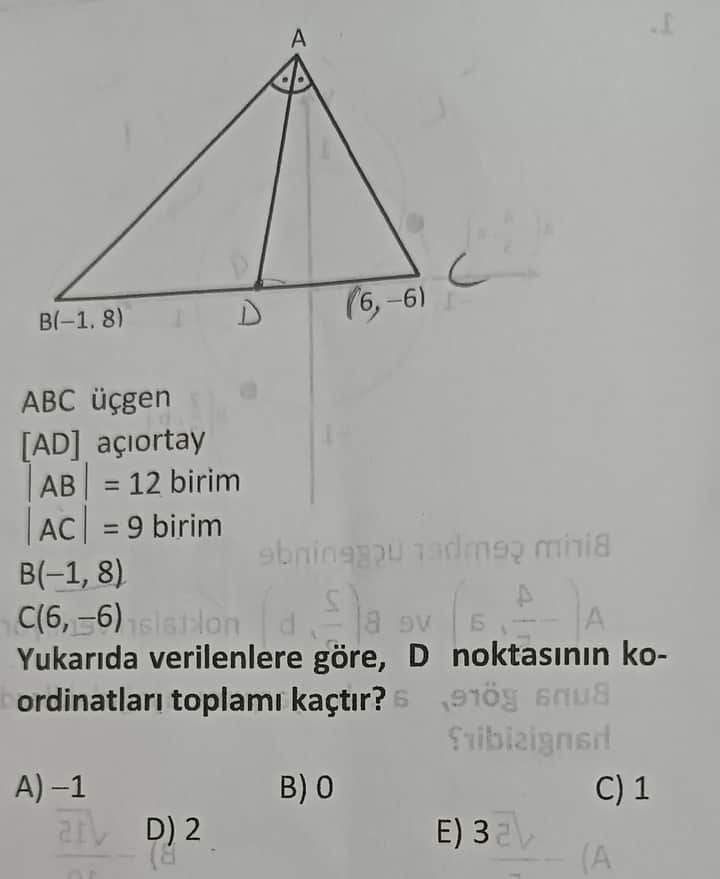 S N F Matematik Analitik Geometri Sorusu Sorumatik