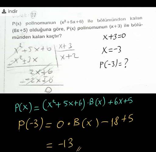 kalan bulma sorusu çözümü