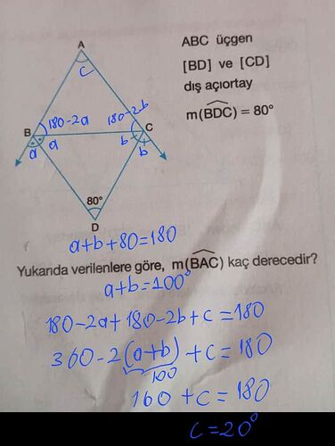 üçgen açı sorusu çözümü