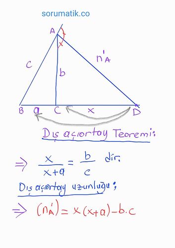 Dış açıortay Teoremi Formülü Nedir? Dış açıortay kuralı ve özelliği nedir