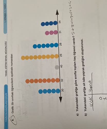 Grafik: Bir sınıftaki öğrencilerin ayakkabı numaraları