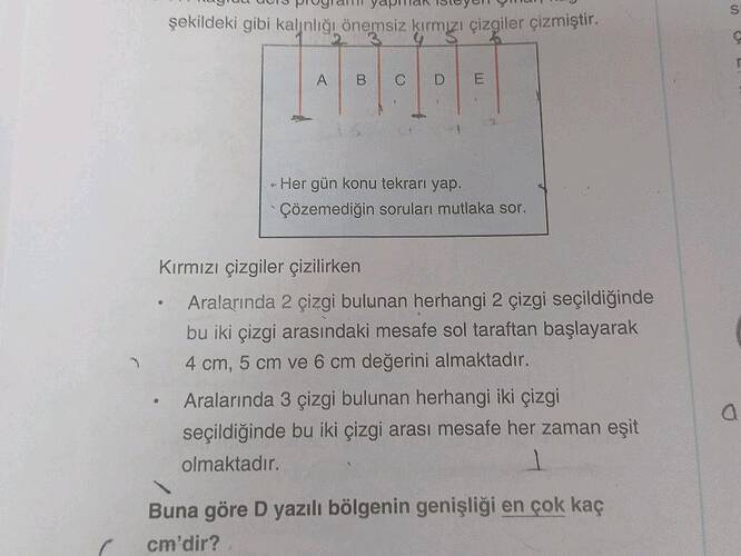 şekildeki gibi kalınlığı önemsiz kırmızı çizgiler çizmiştir.