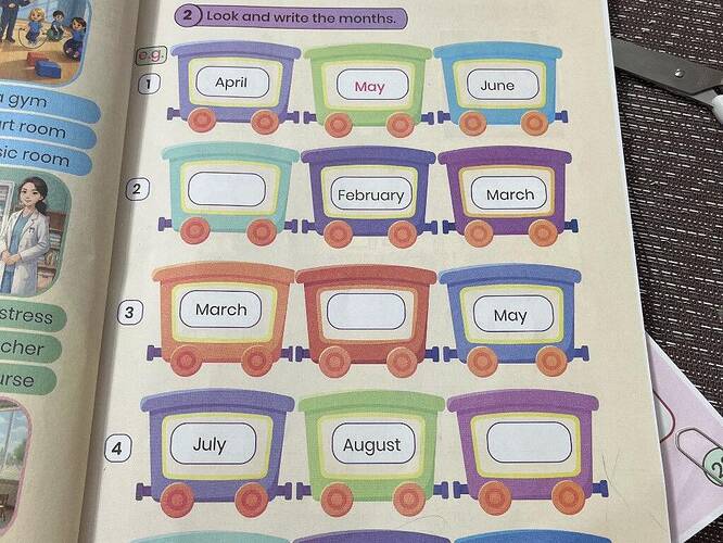 2 Look and write the months.