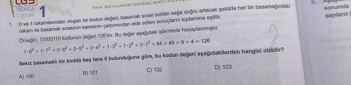 TADINDA 1 TAM BAYILARIN DOGAL BAYI sI Soldan sağa doğru artacak şekilde her bir...