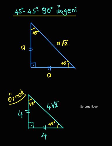 45 45 90 üçgeni özellikleri