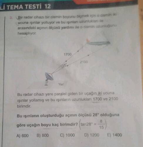 Li TEMA TESTİ 12 Bir radar cihazı bir cismin boyuru lgrmek igin ucuna işinlar yoluyor...