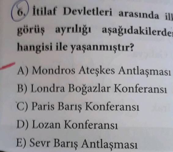 (6) iilaf Devletleri arasında ily görüş ayrılığı aşağıdakilerde hangisi ile yaşanmıştır?