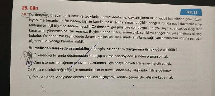 0z denetim; bireyin anlik istek ve tepkilerini kontrol edebilme, davranislarınt uzun...