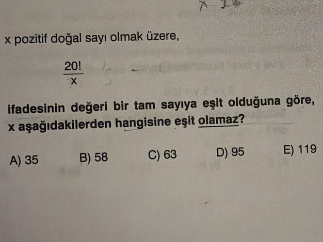 x pozitif doğal sayı olmak üzere, 20!