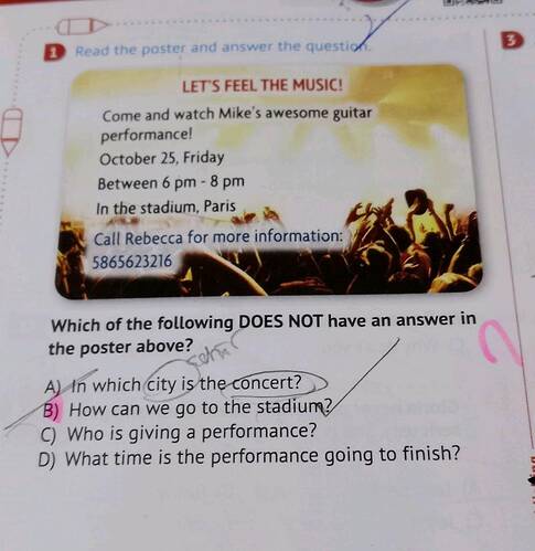 1 Read the poster and answer the questi LET'S FEEL THE MUSIC!