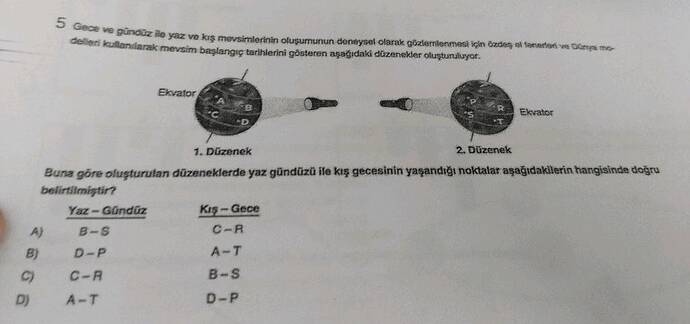 lanilarakmevsim baglangrg taihlerlni gôsteren agagidaki düzenekter olugturuuyor B-S D-P...