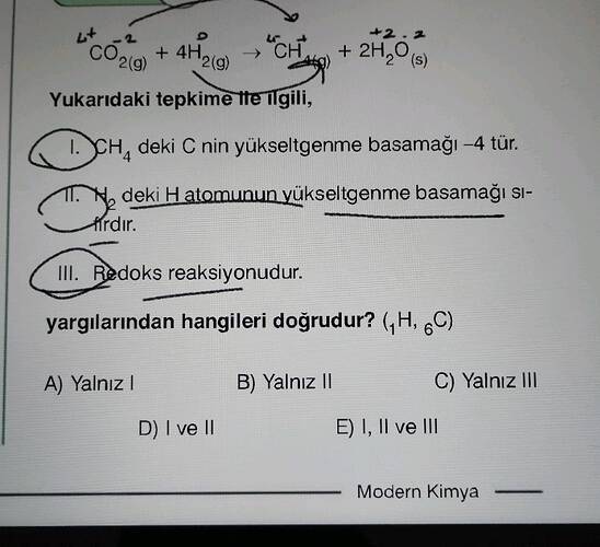 Yukarıdaki tepkime ile ilgili, I.