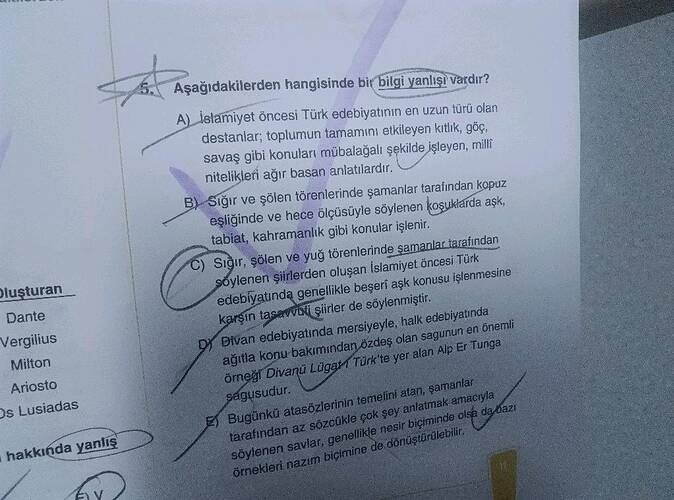 Aşağıdakilerden hangisinde bir bilgi yanlışı vardır?