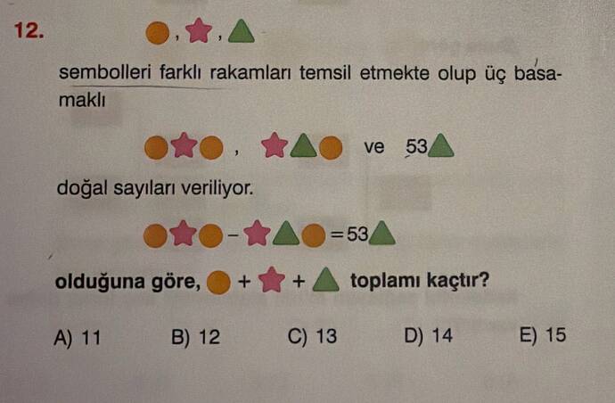 O.t.A sembolleri farklı rakamları temsil etmekte olup üç basa- maklı tO.