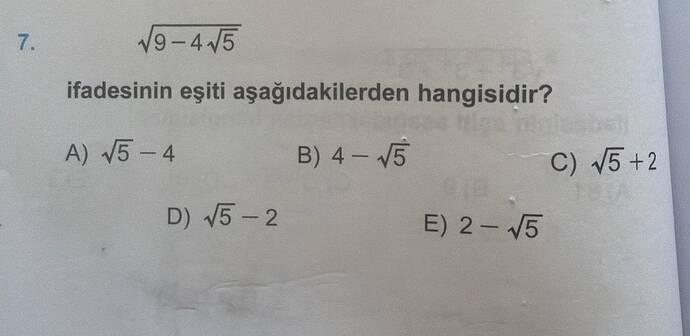 9-4N5 ifadesinin eşiti aşağıdakilerden hangisidir?
