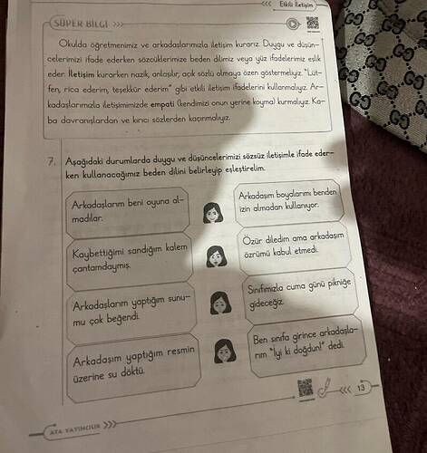 SUPER BiLGİ » O Okulda öğretmenimiz ve arkadaşlarımızla iletişim kurarız.