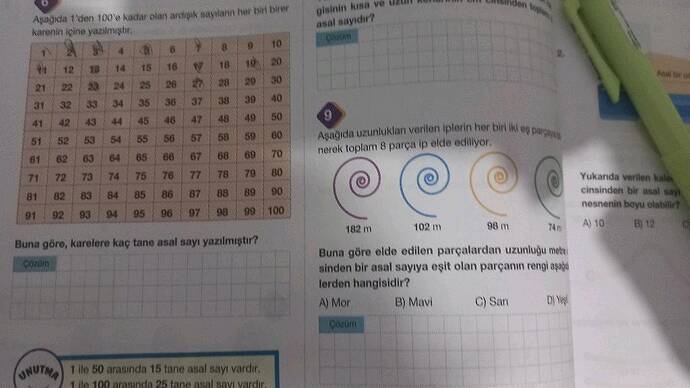 Aşağıda 1'den 100'e kadar olan ardışık sayıların her biri birer karenin içine yazılmıştır.