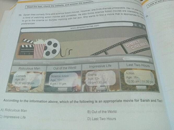 Sarah likes comedy films and science fiction movies.