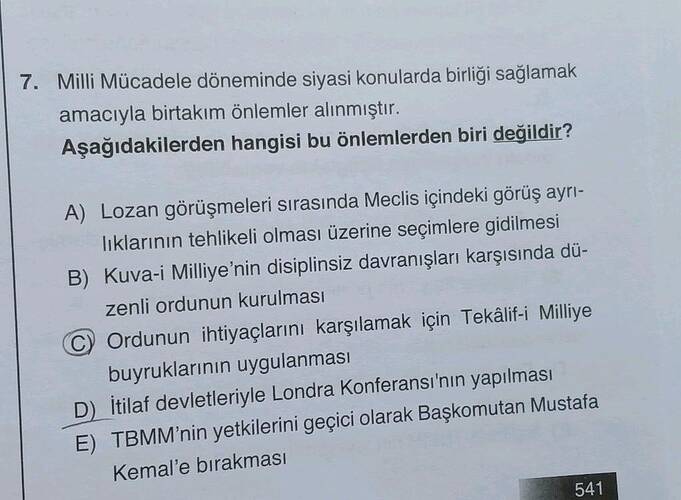 Milli Mücadele döneminde siyasi konularda birliği sağlamak amacıyla birtakım önlemler...