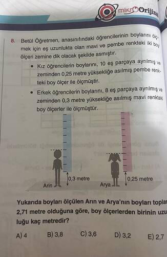 (O Oriji mek için eş uzunlukta olan mavi ve pembe renkteki iki ho.