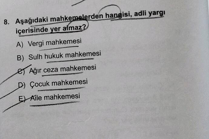 Aşağıdaki mahkemalerden hangisi, adli yargı içerisinde yer almaz?