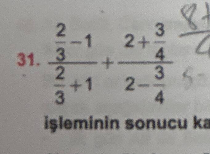 iş 2 31.3 1 -+ 21 3 4 işleminin sonucu kaçtır