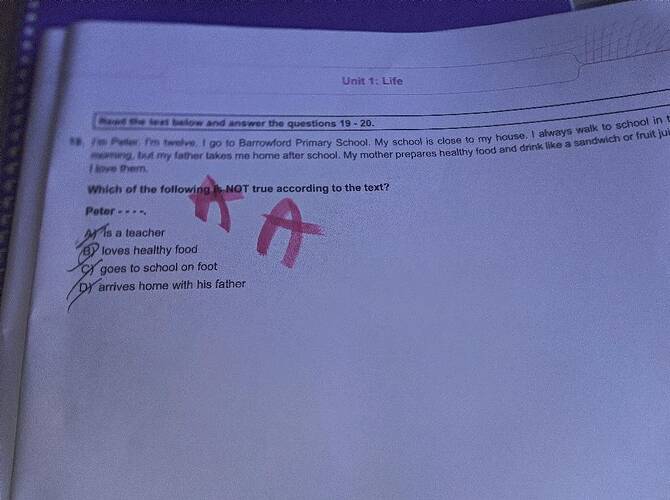 osd e S below and answer the questions 19 - 20 Unit 1: Life FePtor m beve.
