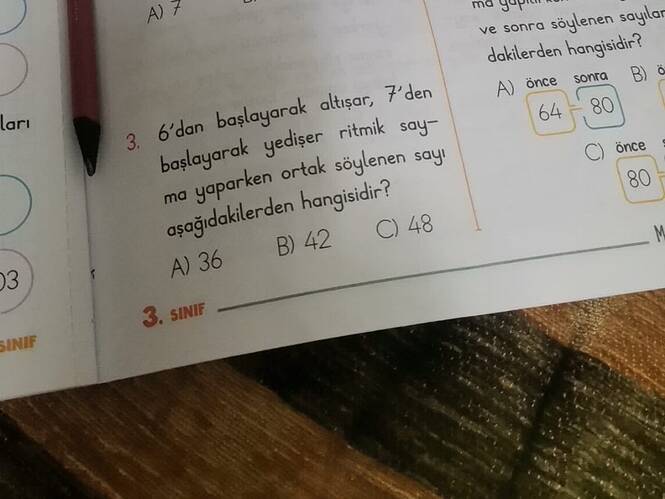 6 'dan başlayarak altışar, 7 'den başlayarak yedişer ritmik sayma yaparken ortak...