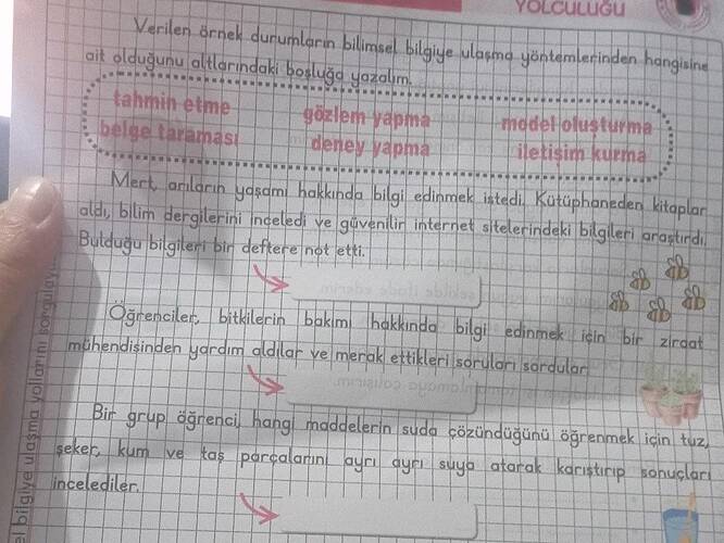 Verilen örnek durumların bilimsel bilgiye ulaşma yöntemlerinden hangisine ait olduğunu...