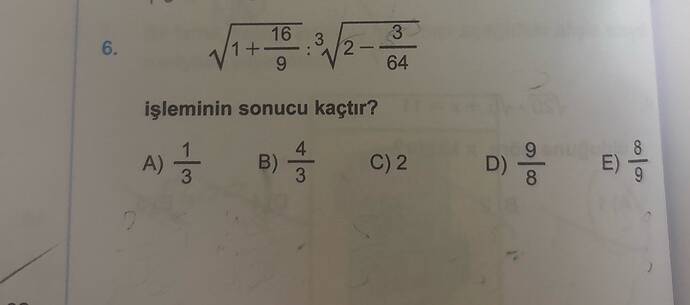 6 3 64 işleminin sonucu kaçtır?