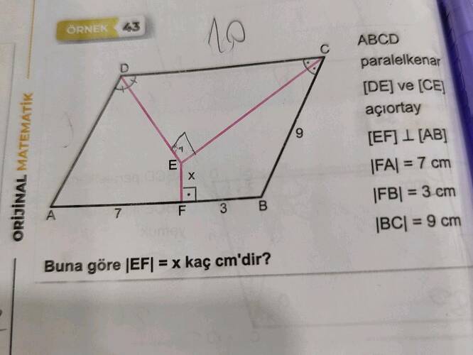 ABCD paralelkenar ve açıortay Buna göre