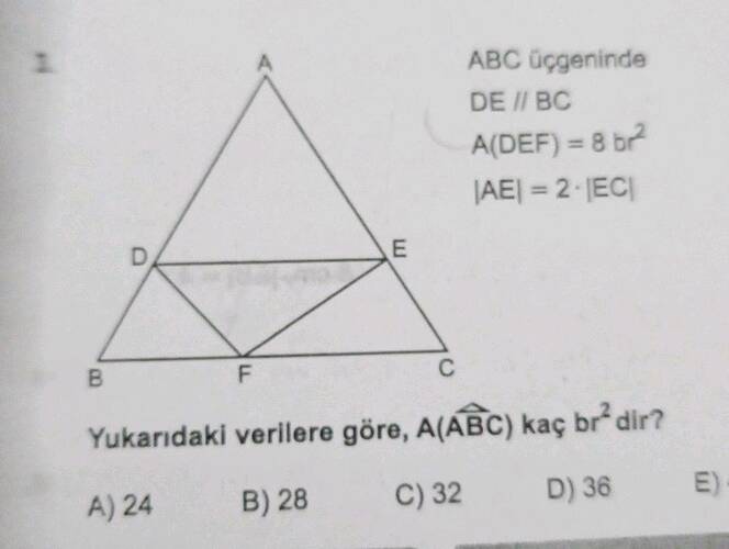 E Yukarıdaki verilere göre, A(ABC) kaç br dir?