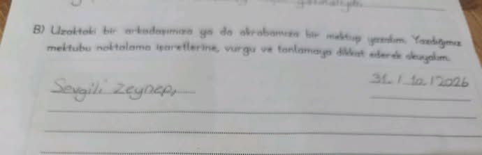 Sevgili Zeynep, 31 / 10 / 2026