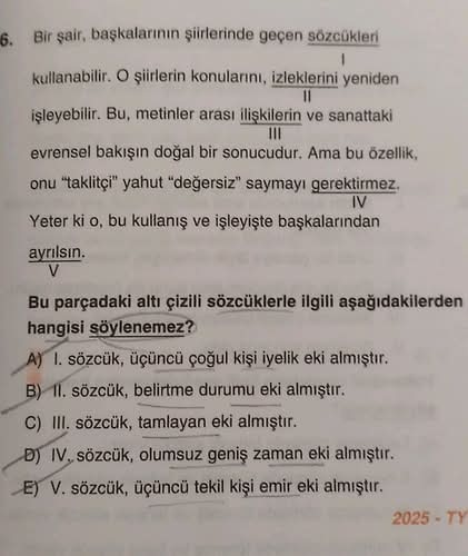 Bir şair, başkalarının şiirlerinde geçen sözcükleri kullanabilir.