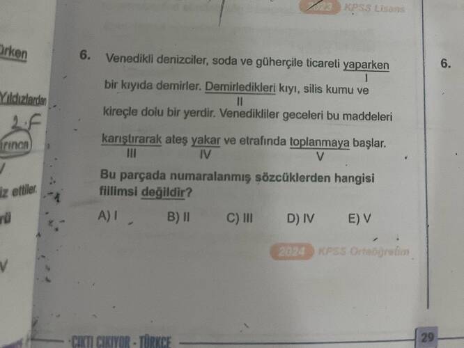 3 KPSS Lisans Drken Yidziarde Trinca) ettiler: Venedikli denizciler, soda ve güherçile...