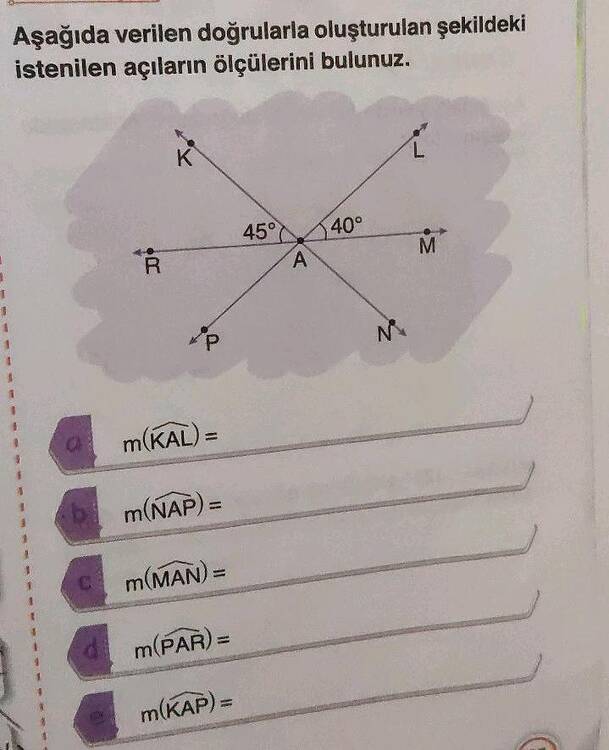 İstenilen açıların ölçülerini bulunuz - Question Answer - Sorumatik