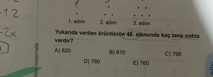 Yukarıda verilen örüntünün 40.