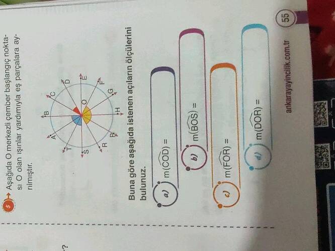 S Aşağıda O merkezli çember başlangiç nokta- Si O olarn işınlar yardımiyla eş parçalara...