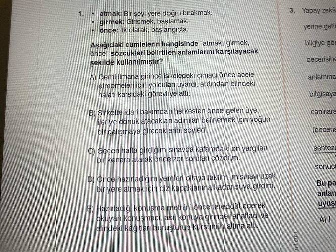 atmak : Bir şeyi yere doğru bırakmak.