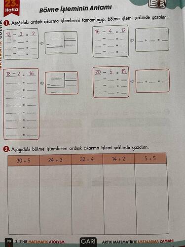 Hafta Bölme işteminin Anlami 1 Aşoğıdakl ardişk çkarma lşlemlerini tamamlaup, bölme...