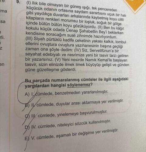 Ima sa rli z en ()) Ilik bile olmayan bir güneş işiğ, tek pence küçücük odanın ortasına...