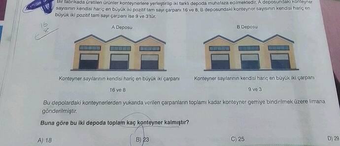 Bir fabrikada üretilen ürünler kontevnerlere verlestirilip iki farkti depoda muhalaza...