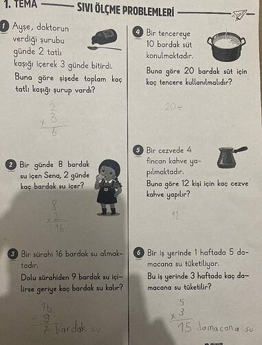 TEMA SIVI ÖLÇME PROBLEMLERİ Ayse, doktorun verdiği şurubu Buna göre şişede toplam kaç...
