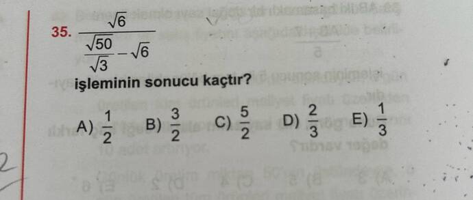 J6 V50 V3 -V6 işleminin sonucu kaçtır?