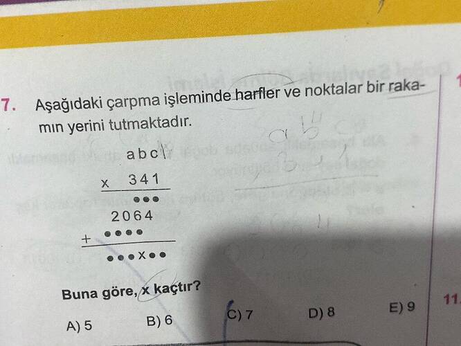 Aşağıdaki çarpma işleminde harfer ve noktalar bir raka- min yerini tutmaktadır.