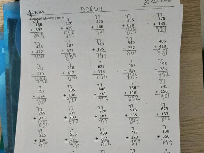 Adı Soyadı: DORUK Aşağıdaki işlemleri yapınız.