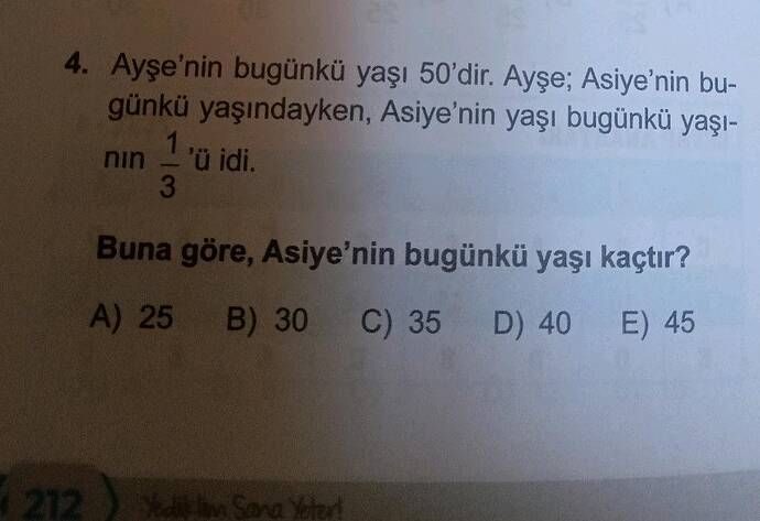 Ayşe'nin bugünkü yaşı 50'dir.