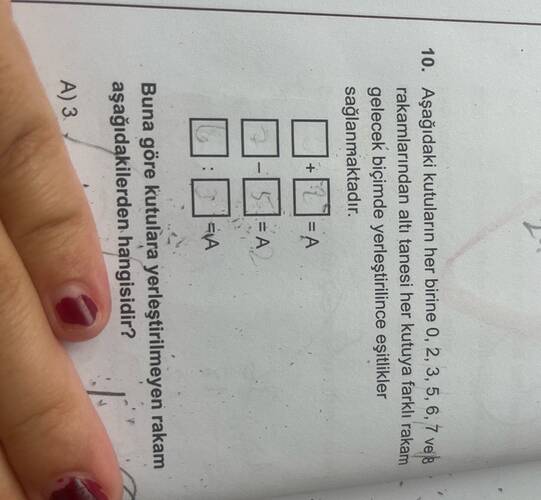 Aşağıdaki kutuların her birine 0, 2, 3, 5, 6, 7 ve 8 rakamlarından altısının her kutuya...