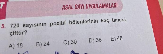 720 sayısının pozitif bölenlerinin kaç tanesi çifttir?