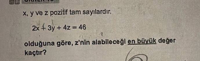 x , y ve z pozitif tam sayılardır.